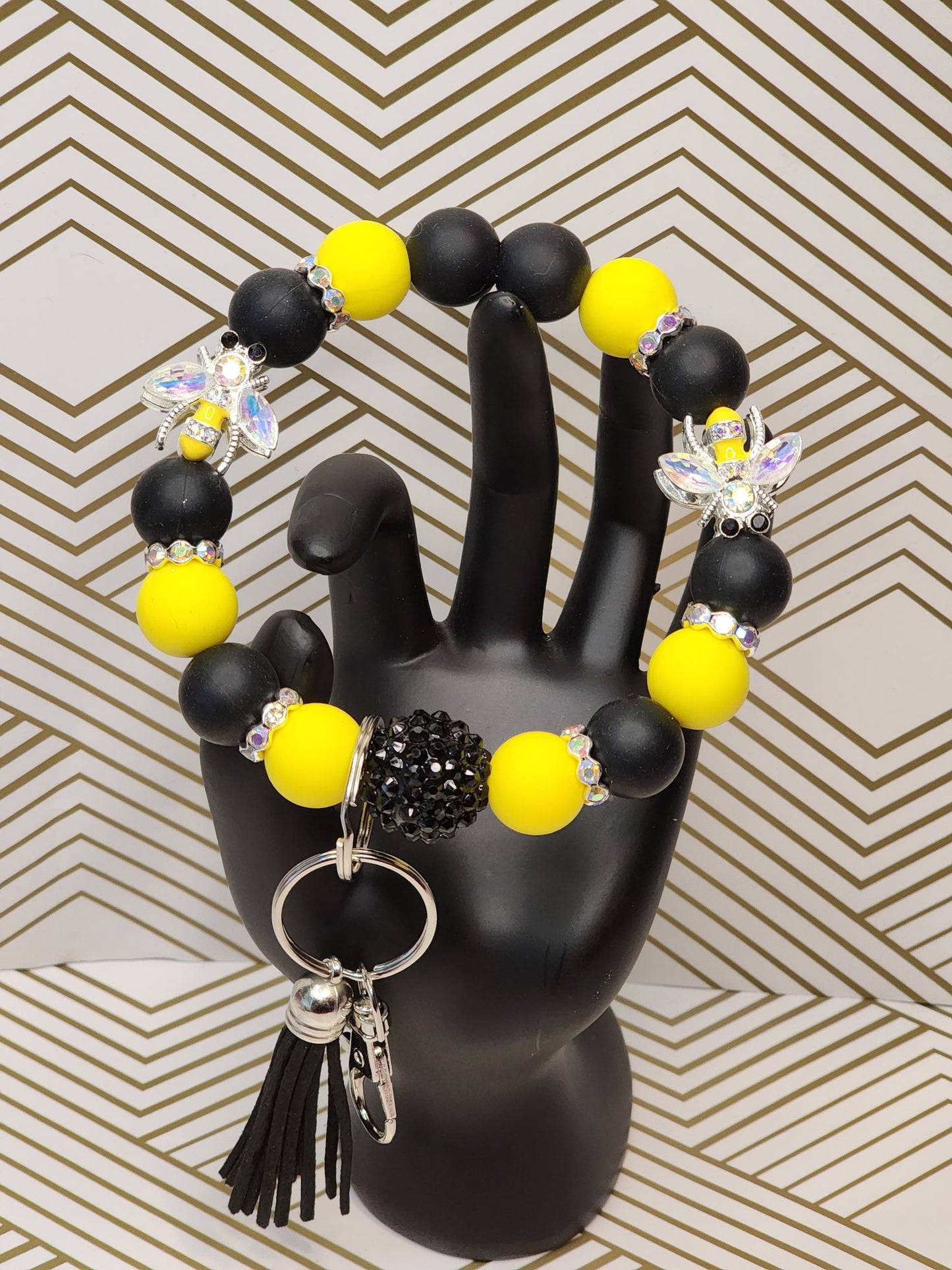 Bee Just Fine Keychain Wristlet
