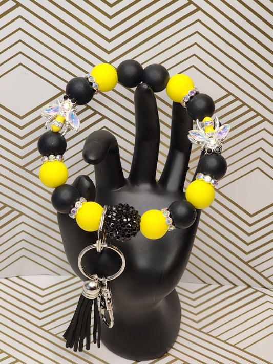 Bee Just Fine Keychain Wristlet